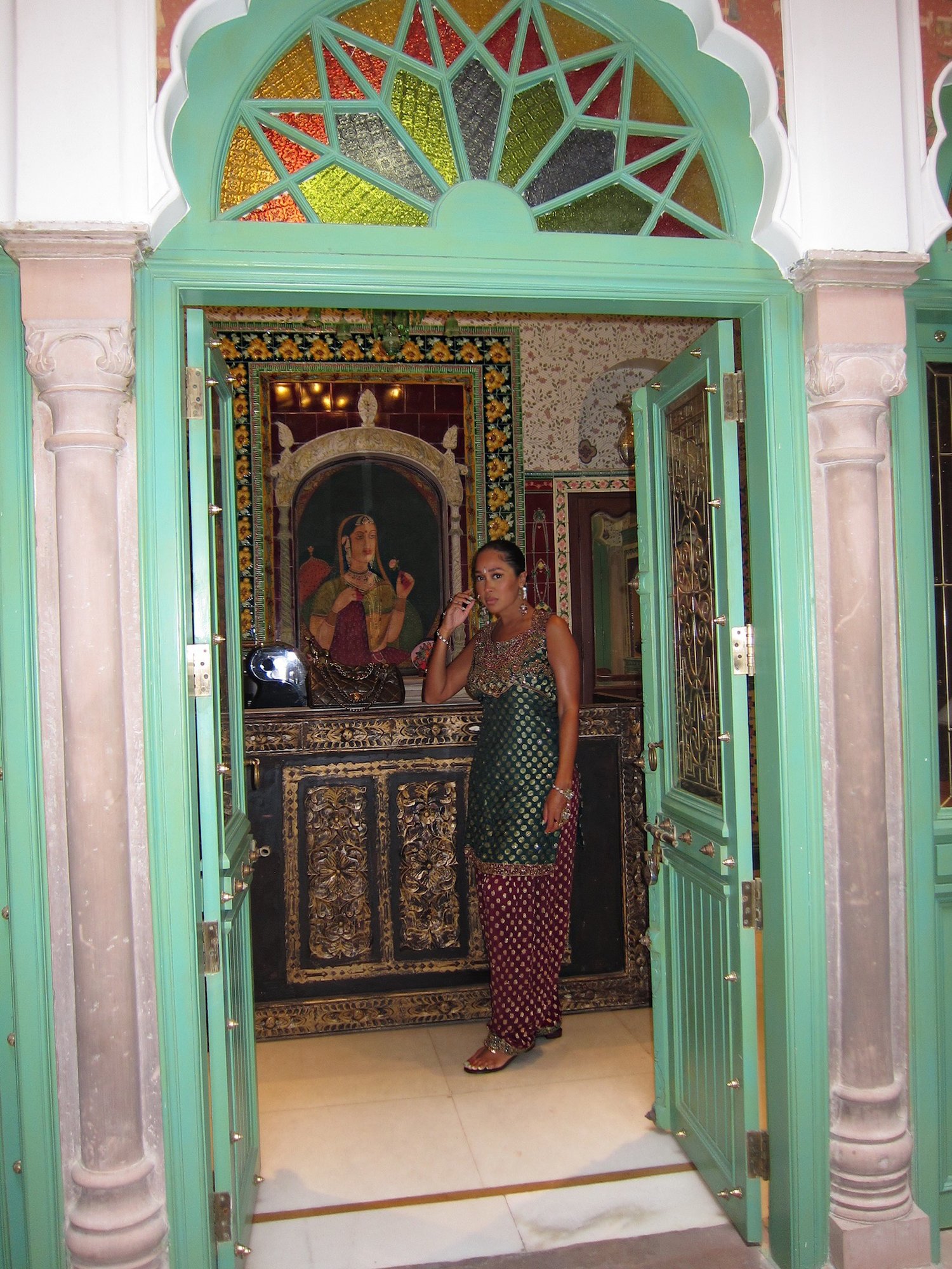 Image of TWO-TONE INDIAN FOIL PRINTED SALWAR KAMEEZ (L)