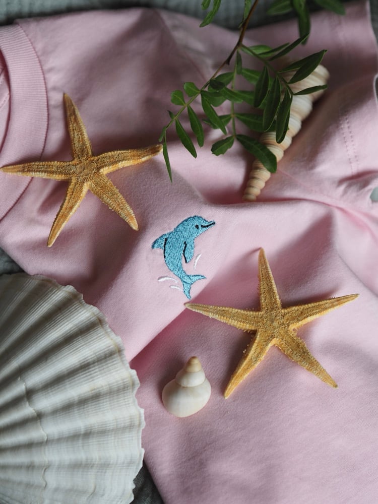Image of  Summer Sprinkle Tee, Dolphin - Cotton Pink