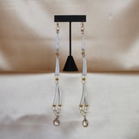 Image 2 of 3 tier simple Dentalium earrings (white)