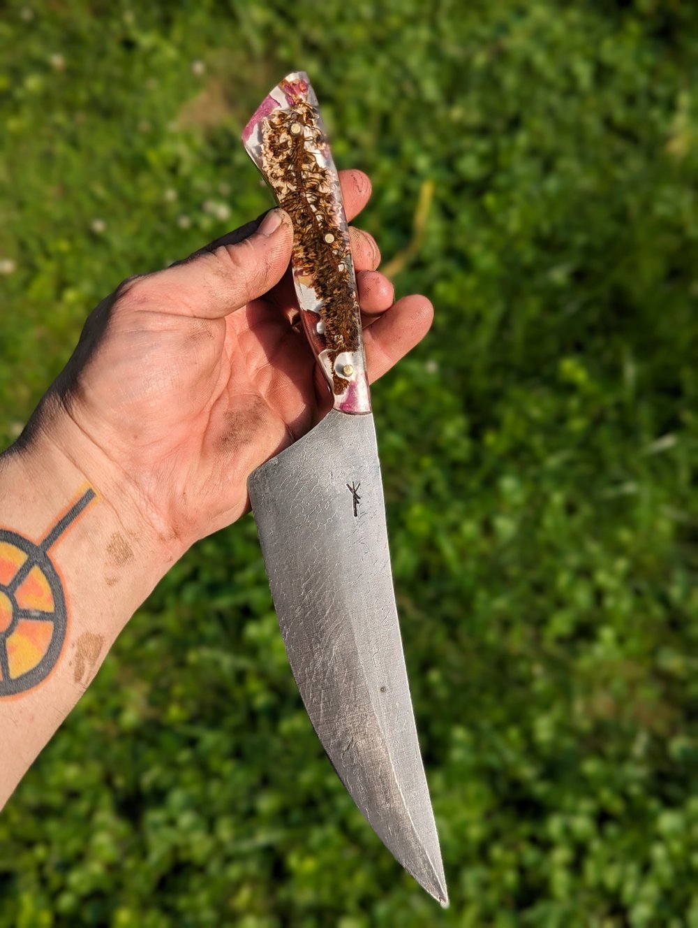 Cable Damascus Chef/ Stabilized Wildflower Scales