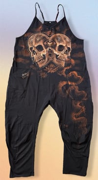 Image 1 of “GEMINI” CUSTOM BLEACH PAINTED BAGGY ROMPER XL