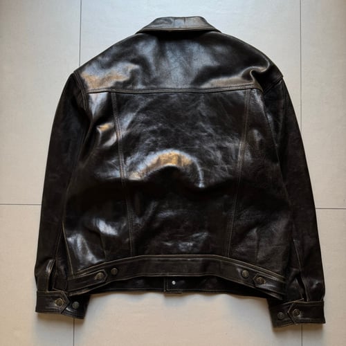 Image of 1990s Heavyweight Leather Trucker Jacket, Size XL