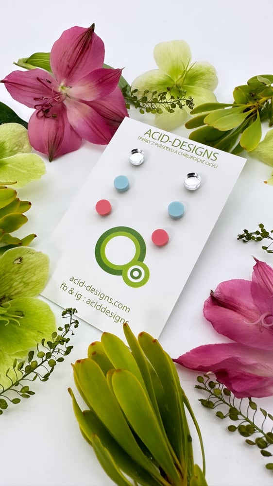 Image of Set Circle Xs -Stříbrná zrcadlová - baby blue - lososová