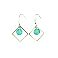 Image 1 of Green, White, Soft Blue Pour Paint Dangle Earrings