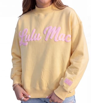 Image of Lulu Mac Script Mock Neck Sweatshirts PIck Your Color 
