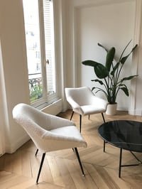 Image 5 of Fauteuil coquille bouclette beige