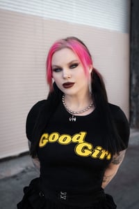 Image 2 of Good Girl Crop YELLOW ON BLACK