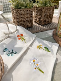 Image 1 of Floral Embroidered Napkins ( Sets of 2 or 4 )