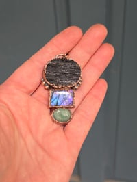 Image 1 of Electroformed labradorite, aquamarine and tourmaline necklace