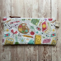 Image 2 of “Happy School Supplies” Small OR Mini Quilted Zipper Bag