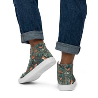 Image 2 of Boho Nature Cottagecore Inspired Fox Among Mushrooms Men’s high top canvas shoes