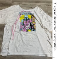 Xlarge Mand white/pink off shoulder lace destroyed