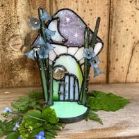 Image 3 of Iridescent Purple Floral Mushie Cottage Candle Holder 