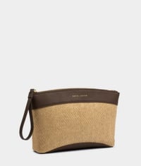 Image 1 of Katie Loxton Wristlet Raffia Clutch Bitter Chocolate