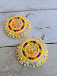 Image 2 of Neon Orange rainbow earrings 