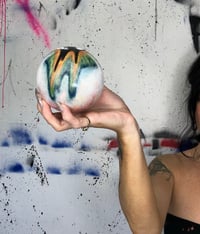 Image 2 of “MELTED EYE” ORIGINAL PAINTING ON WOOD SPHERE 3”x3”