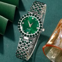 Image 3 of Women Fashion Watches Heart Rhinestone Ring Necklace Earring Jewelry Set Luxury Dress Quartz WristWa