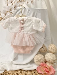 Image 2 of Photo prop | Newborn girls body-dress| Bessie | baby pink | white