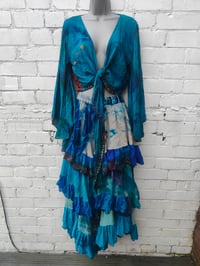 Image 4 of Wanderlust maxi tiered skirt/ Bandeau Dress-Azure Sea