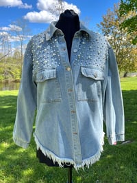 Image 2 of Large Lace & Pearl Denim Shirt