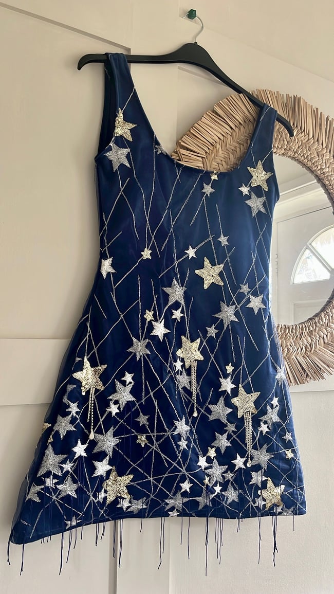 The Starry Night Dress. Star Embellished Tulle Navy Velvet Handmade Dress | ECcentric Clothing The Starry Night Dress. Star Embellished Tulle Navy Velvet Handmade Dress | ECcentric Clothing