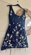 The Starry Night Dress. Star Embellished Tulle Navy Velvet Dress