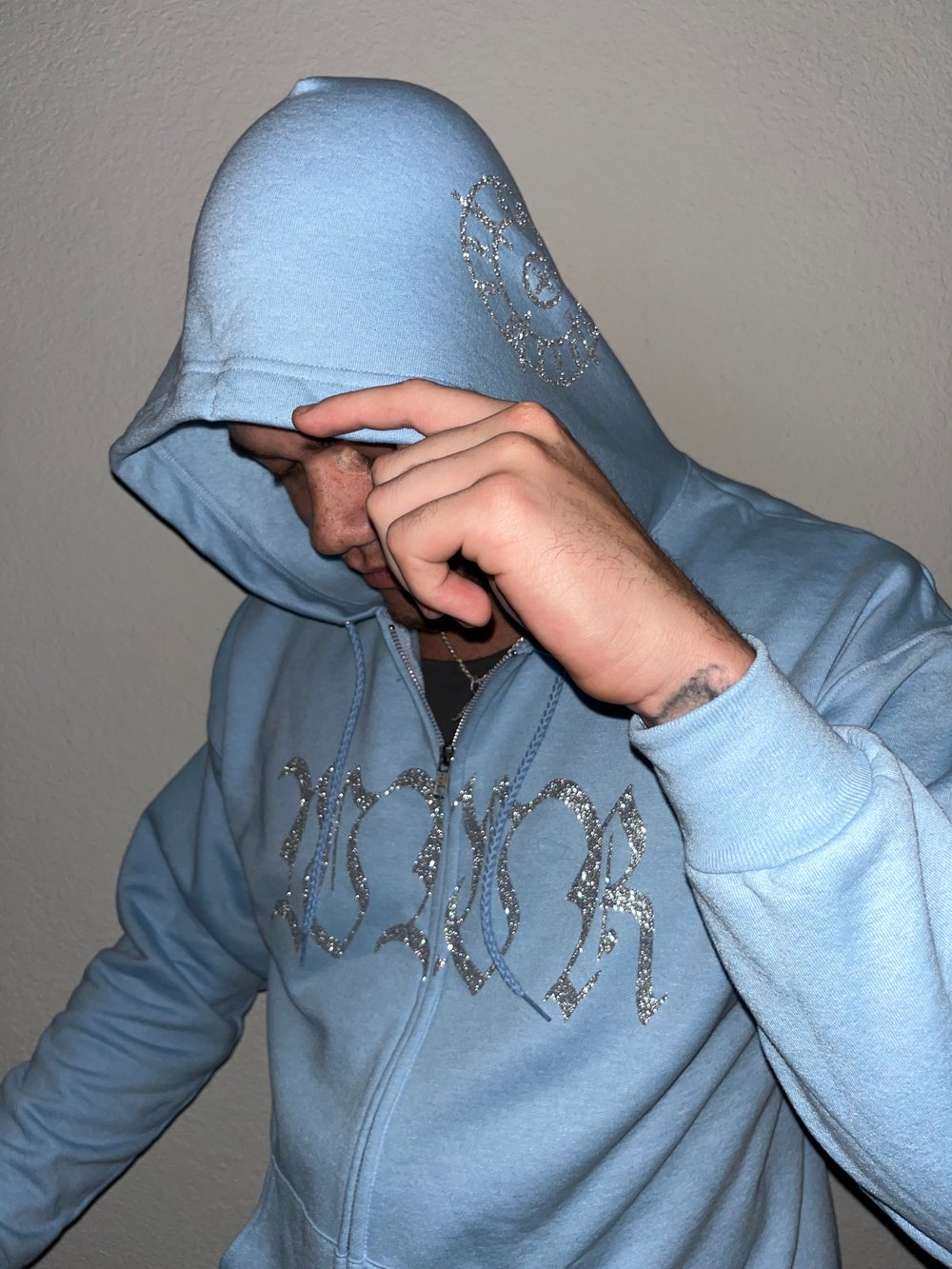 Image of SKY BLUE WWR ZIP UP HOODIE 