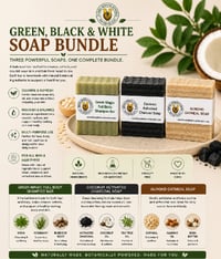 Image 2 of Green, Black, & White Soap Bundle (Green Magic, Charcoal, Almond)