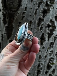 Image 2 of Intarsia Ring~Red Montana Agate/#8 Turquoise 
