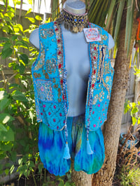 Image 9 of Mykonos Jewelled Waistcoat - Turquoise 6-8 uk