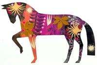 Image 1 of Salome , a black and pink monoprinted and collaged horse
