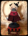 Pug Folk Art Witch dog on candy box creation