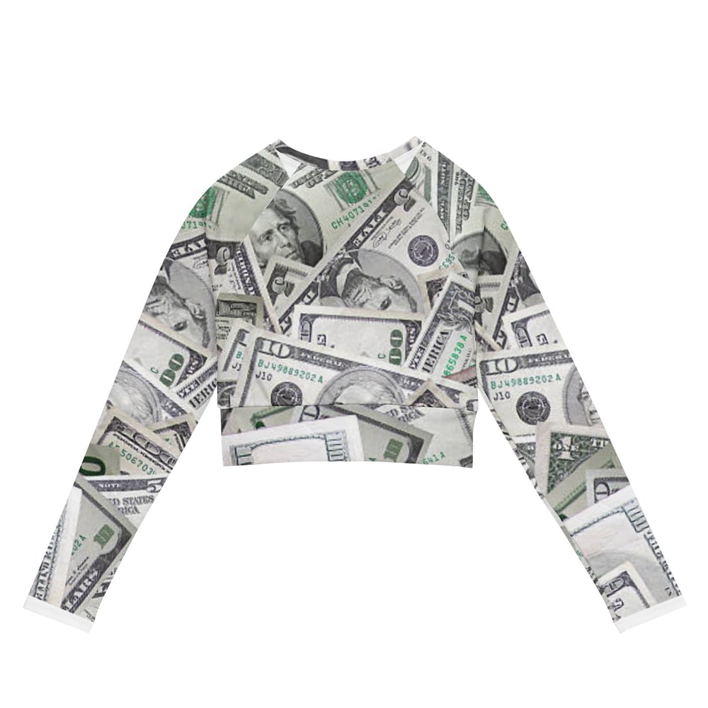 Image of Money Recycled long-sleeve crop top