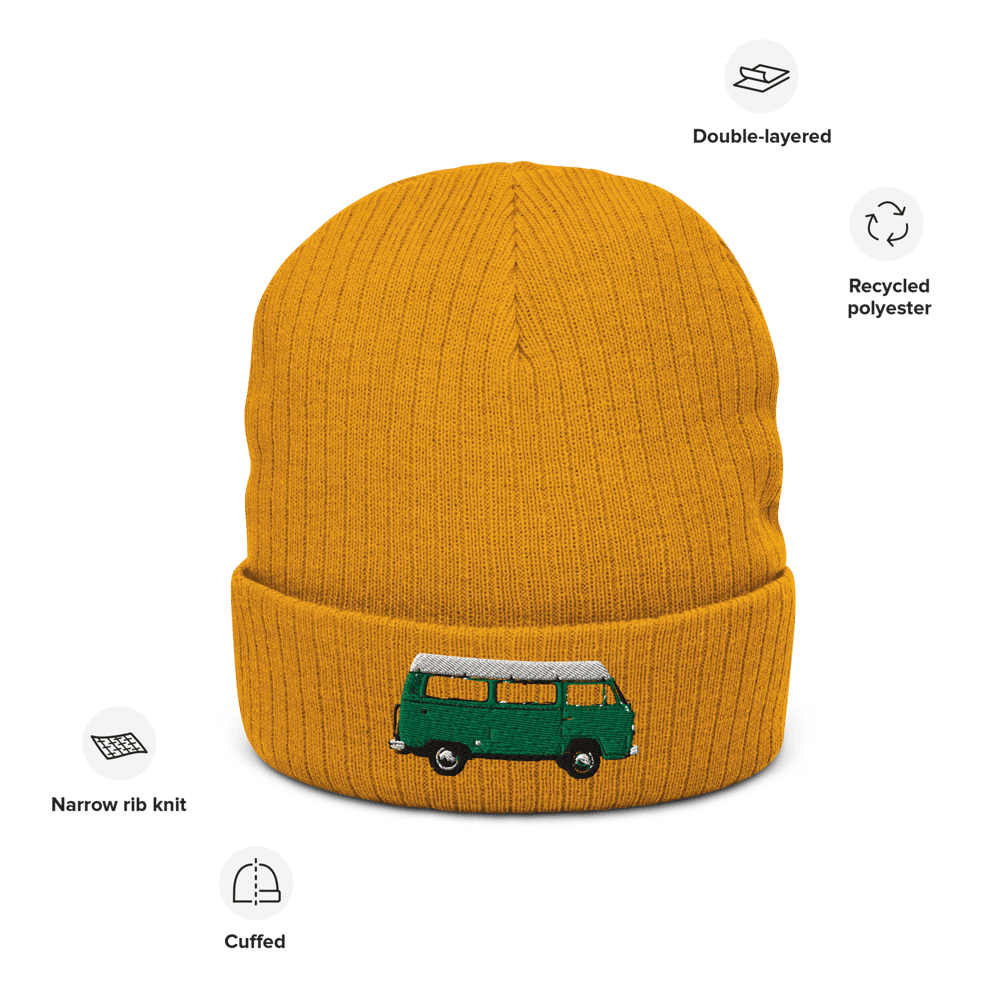 LTC RIBBED KNITTED BEANIE (GREEN/WHITE BUS)