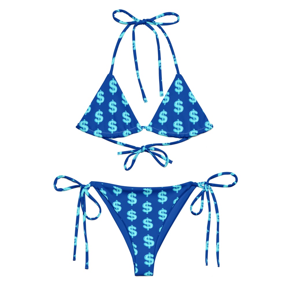 Image of DOLLAR SIGN LOGO STRING BIKINI (BLUE)