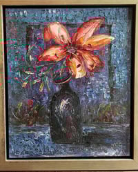 Image 3 of Impressionist Red Lily Oil on Canvas