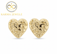 Image 2 of Nugget Heart Ring with Matching Nugget Earrings for Women, Gift For Her.  14k EP