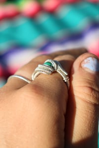 Image 3 of Sterling Size 9 Malachite Woven Ring
