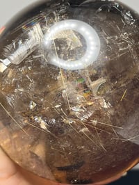 Image 7 of Golden Rutile In Smoky Quartz Sphere #1770