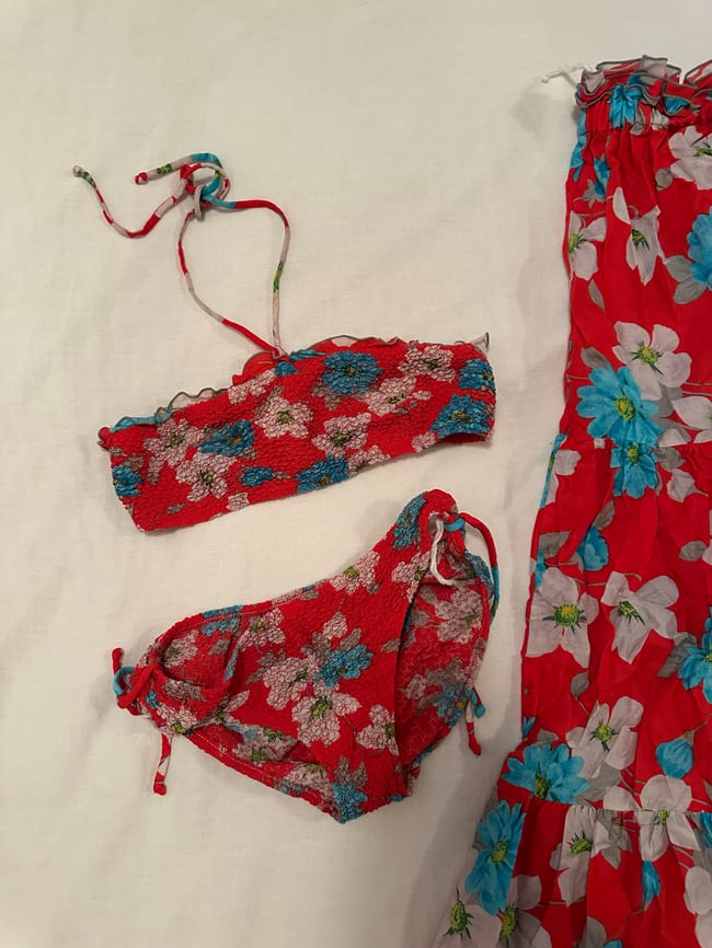 early 70s bikini set with matching dress