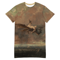 Figure of a woman riding a dragon T-shirt dress