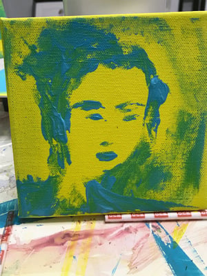 Blue-yellow Portrait No3. - Acrylic On Canvas, cc 15x15 cm