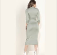 Image 2 of Solid Crop Top & MIDI Skirt Set Kale 