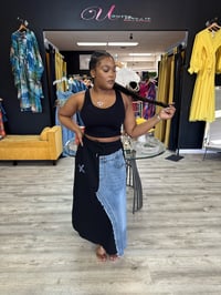 HALF & HALF DENIM SKIRT