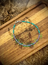 Image 1 of Sterling Beads & Kingman Anklet - 11”