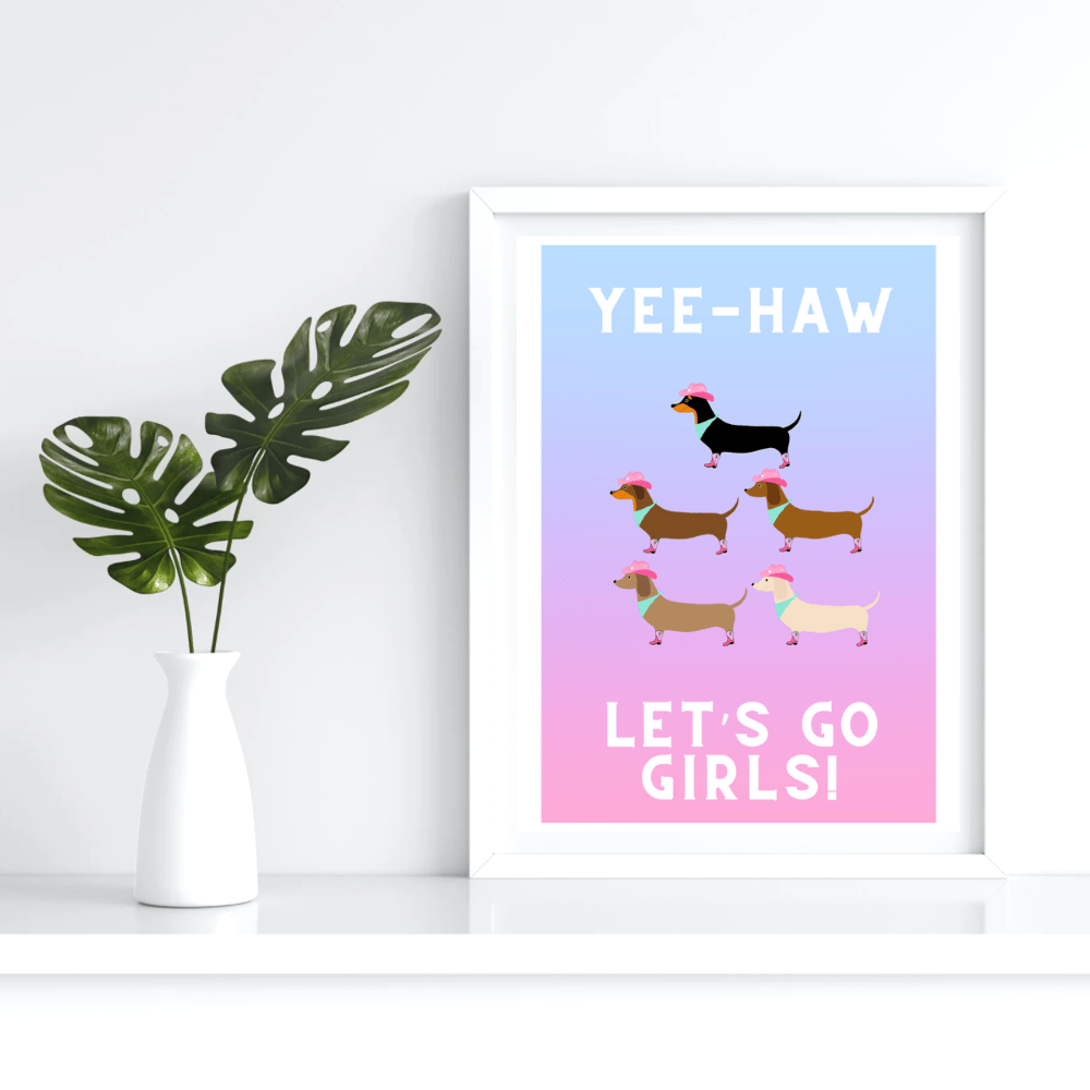 Image of YEE HAW Ombré Dachshund Print