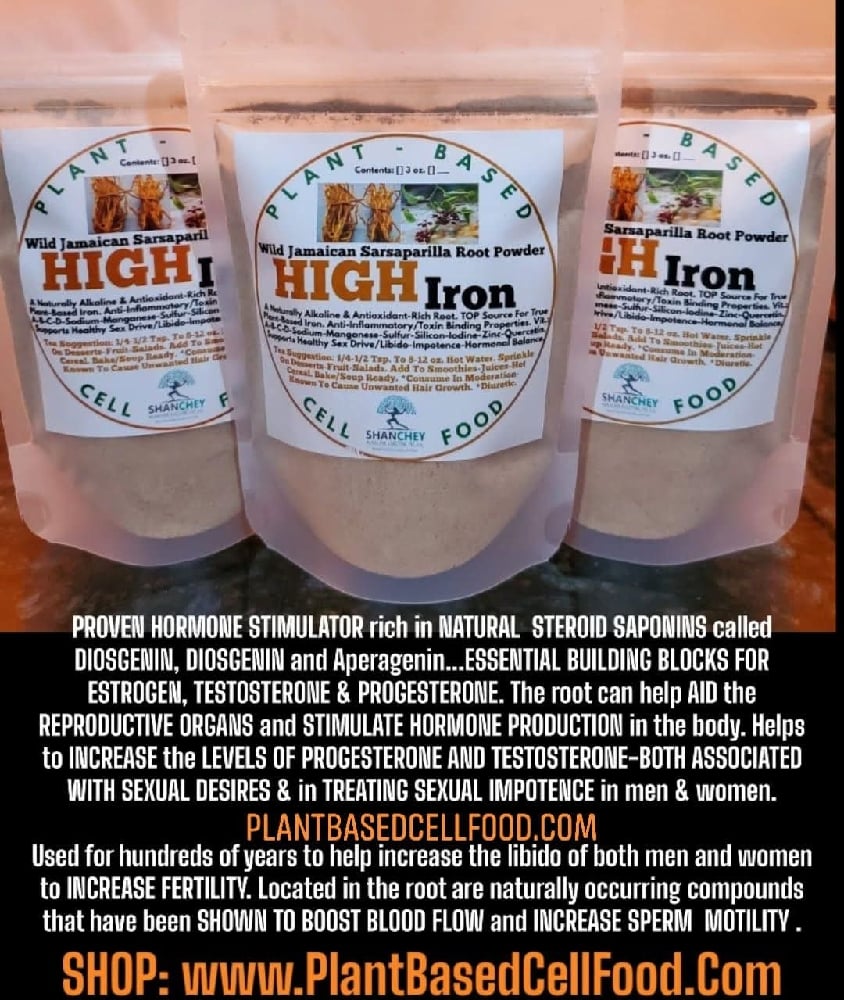 HIGH IRON Wild Jamaican-Mexican-Indian Sarsaparilla Root-Appetite Suppressant-Libido-Fertility