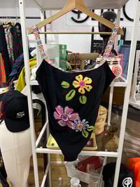 Image 1 of Vintage  flower printed strap swimsuit 