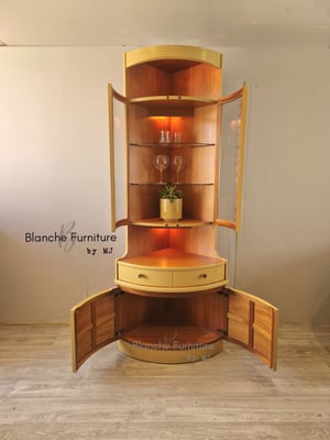 Image of Nathan Corner Drinks Cabinet unit with light - in Indigo Yellow
