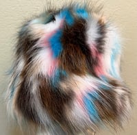 Turquoise/Pink/Black/White Fluffy Fur Bucket Hat